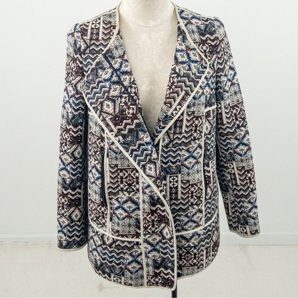Zara Basic Patchwork Motorcycle Longline Blazer J… - image 1